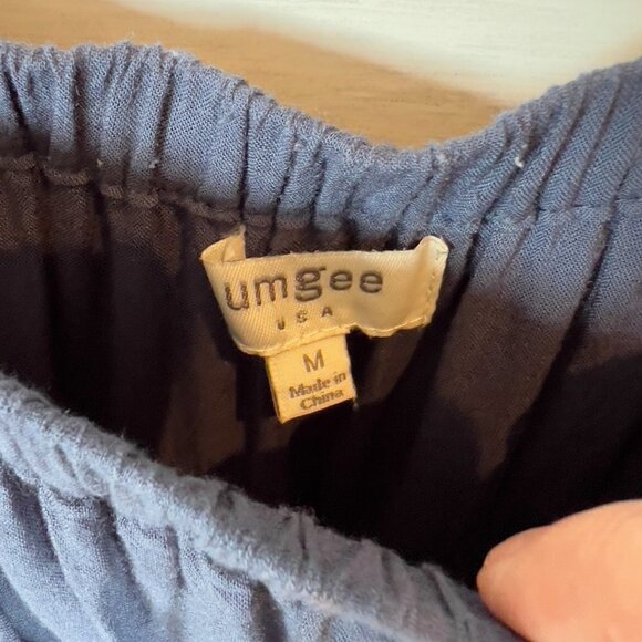 Umgee Dress Womens Size Medium Navy and Black Off the Shoulder Pom Poms Mini - Picture 5 of 14